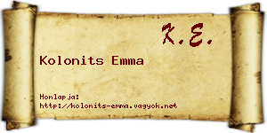 Kolonits Emma névjegykártya