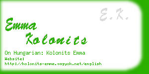 emma kolonits business card